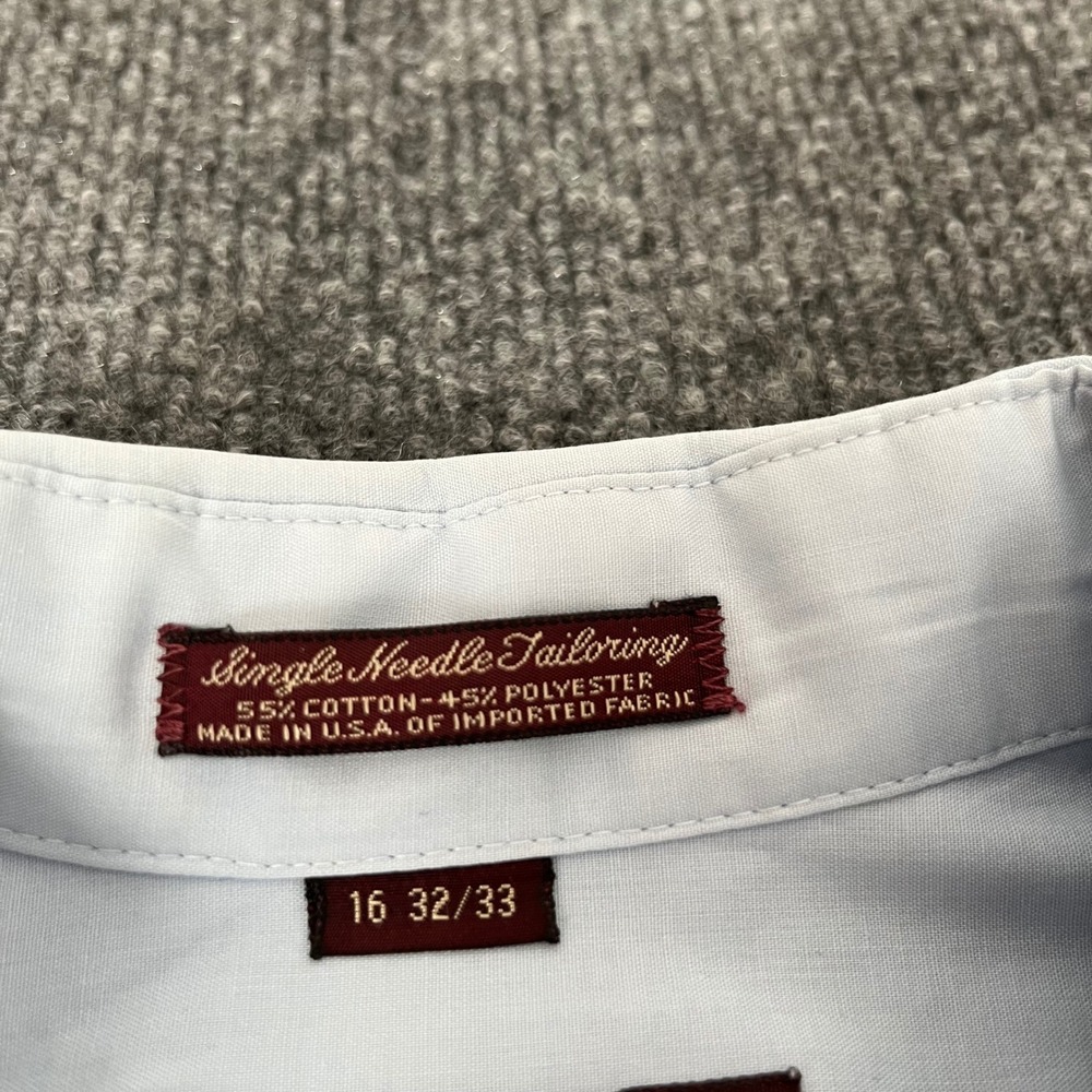 Van Heusen 417 Mens Light Blue Long Sleeve Button Down Dress Shirt 16 32/33 - Picture 3 of 8